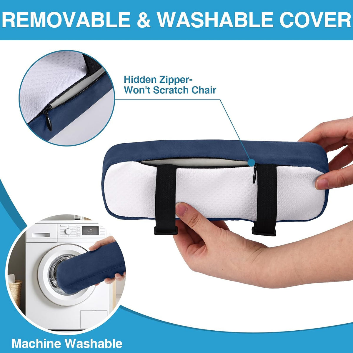 Memory Foam Office Chair Armrest Pads, Non-Slip Armrest Cushion