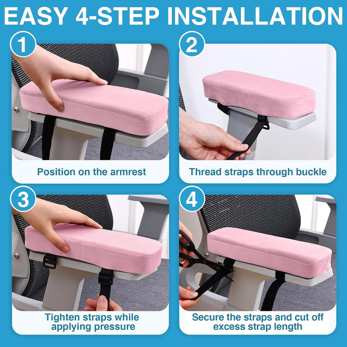 Memory Foam Office Chair Armrest Pads, Non-Slip Armrest Cushion