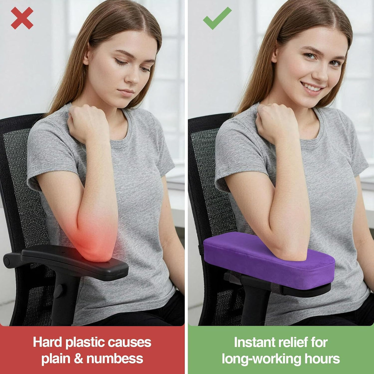 Memory Foam Office Chair Armrest Pads, Non-Slip Armrest Cushion