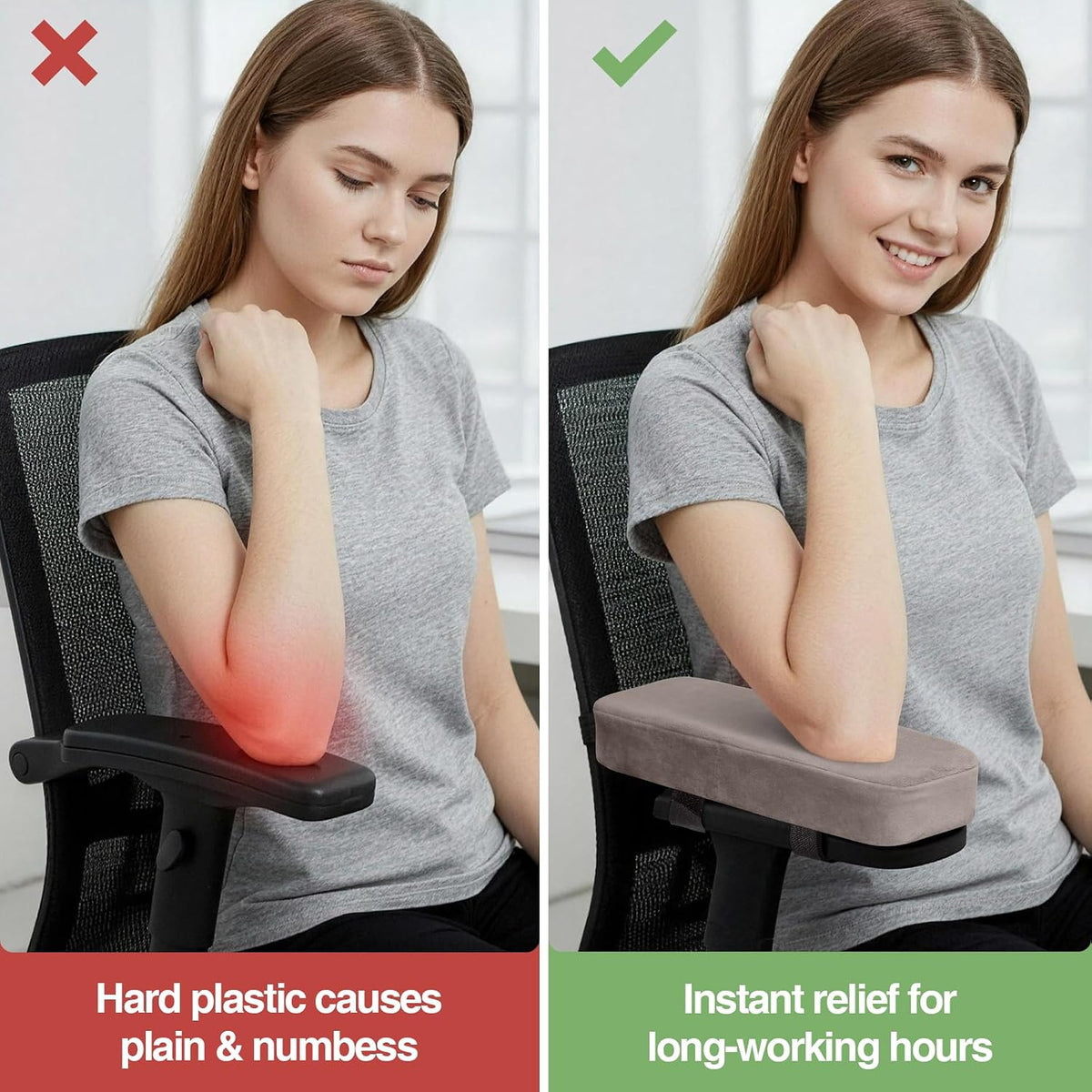 Memory Foam Office Chair Armrest Pads, Non-Slip Armrest Cushion