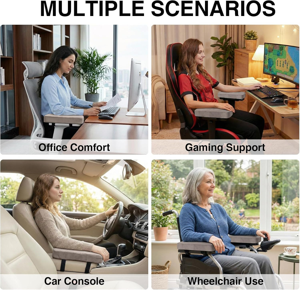 Memory Foam Office Chair Armrest Pads, Non-Slip Armrest Cushion