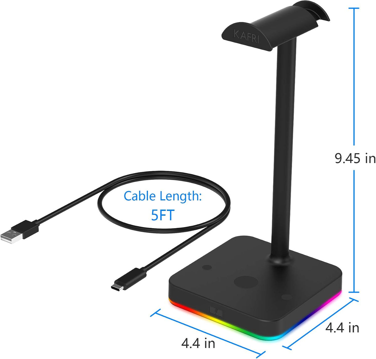 RGB Headphone Stand with Wireless Charger Desk Gaming Headset Holder Hanger Rack with 10W/7.5W Fast Charge QI Wireless Charging Pad - Suitable for Gamer Desktop Table Game Earphone Accessories