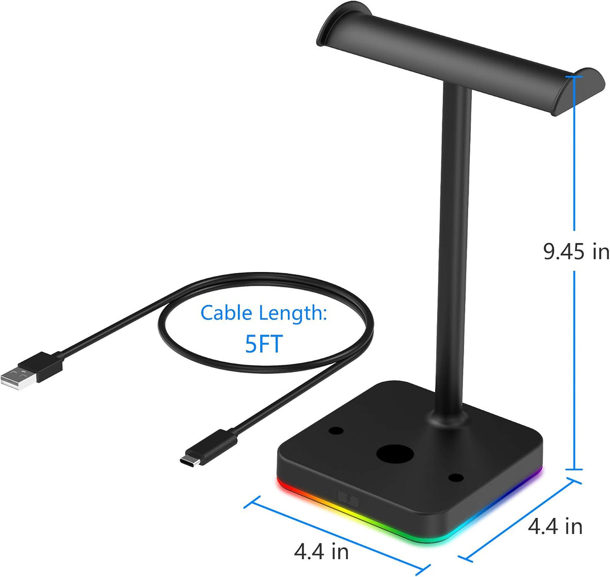 RGB Headphone Stand with Wireless Charger Desk Gaming Headset Holder Hanger Rack with 10W/7.5W Fast Charge QI Wireless Charging Pad - Suitable for Gamer Desktop Table Game Earphone Accessories