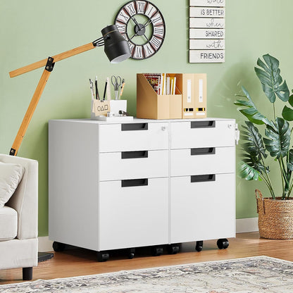 Letaya 3 Drawer Mobile File Cabinet with Lock,Under Desk Metal Filing Cabinets for Home Office Organizer Letters/Legal/A4((Fully Assembled-Black)