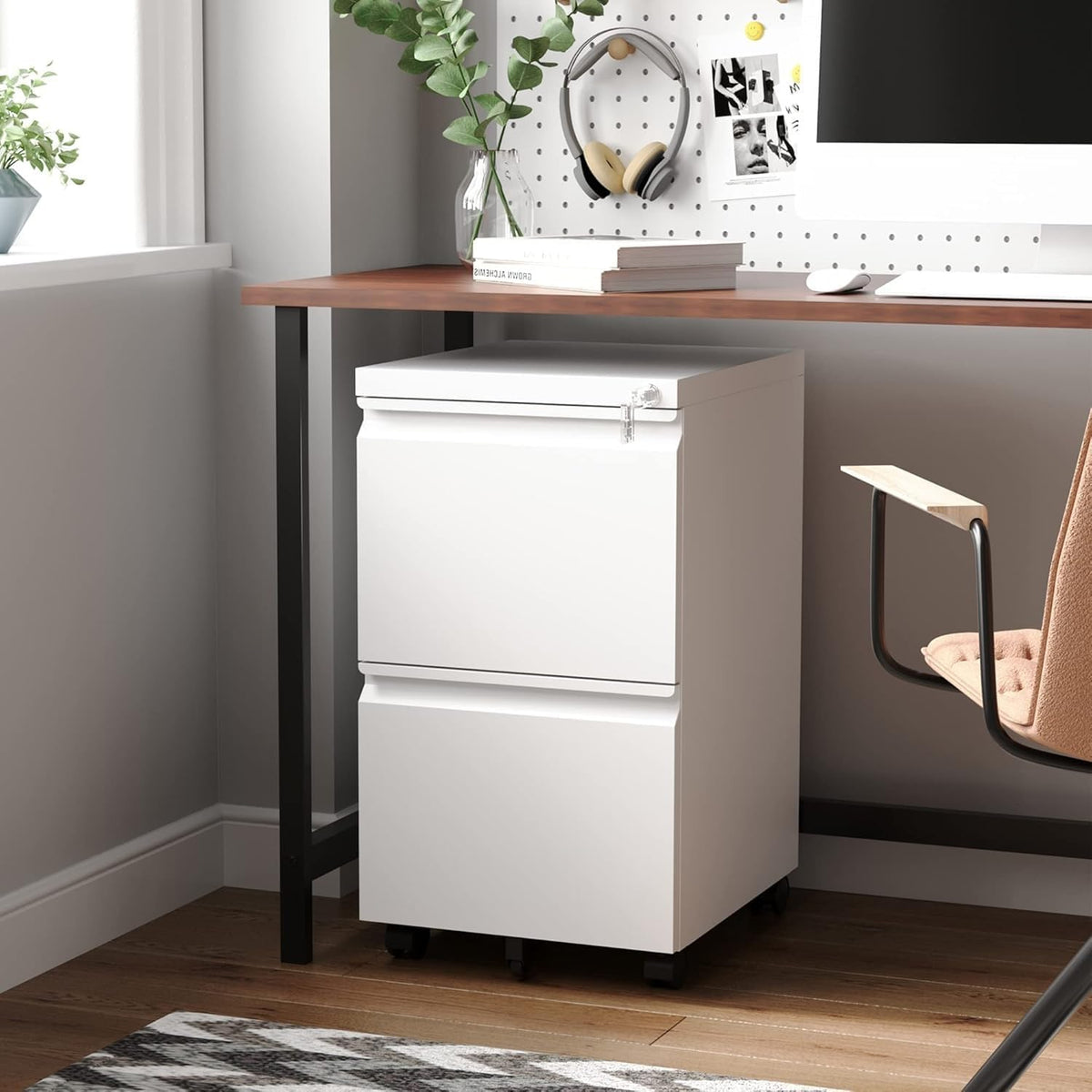 Letaya 3 Drawer Mobile File Cabinet with Lock,Under Desk Metal Filing Cabinets for Home Office Organizer Letters/Legal/A4((Fully Assembled-Black)