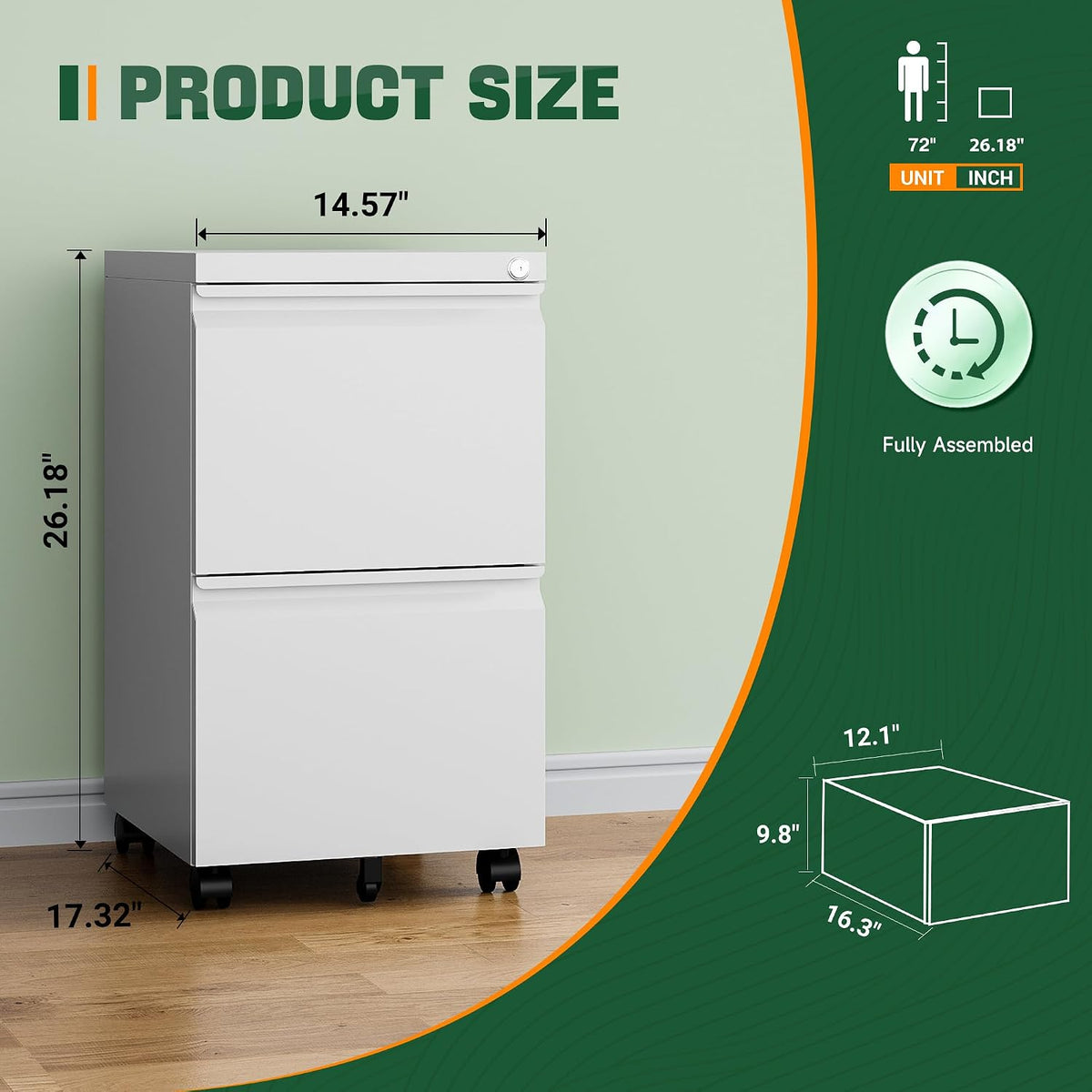 Letaya 3 Drawer Mobile File Cabinet with Lock,Under Desk Metal Filing Cabinets for Home Office Organizer Letters/Legal/A4((Fully Assembled-Black)