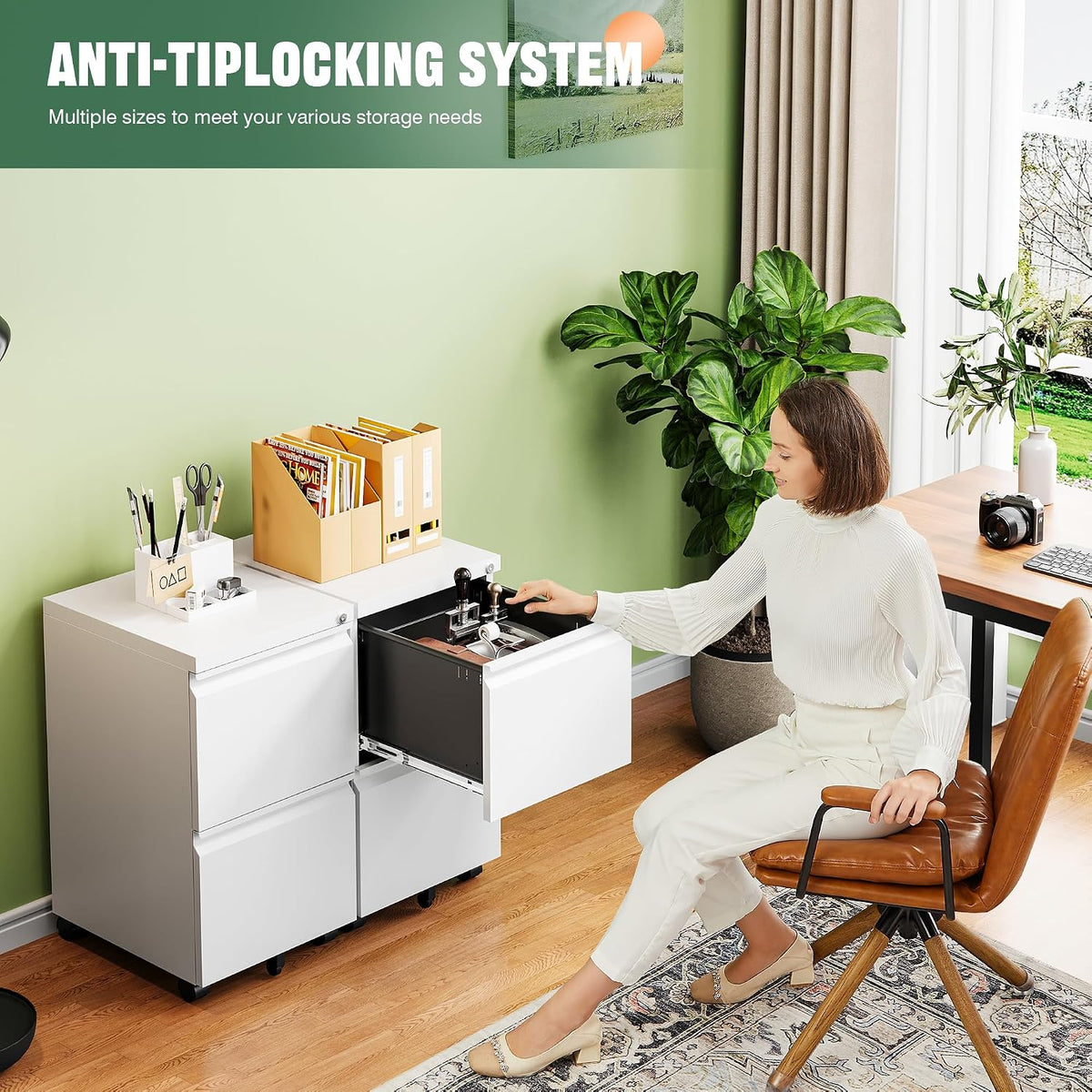 Letaya 3 Drawer Mobile File Cabinet with Lock,Under Desk Metal Filing Cabinets for Home Office Organizer Letters/Legal/A4((Fully Assembled-Black)