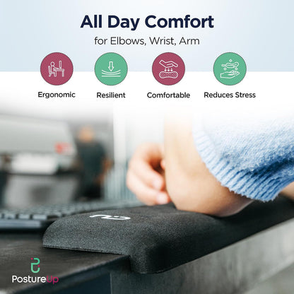 EdgeRest L-Shaped Desk Long Wrist Rest Elbow, Forearm & Wrist Comfort Support for Table or Desk Edge, Non-Slip, Memory Foam Padding, Ergonomic Design for Work, Universal Fit, Black
