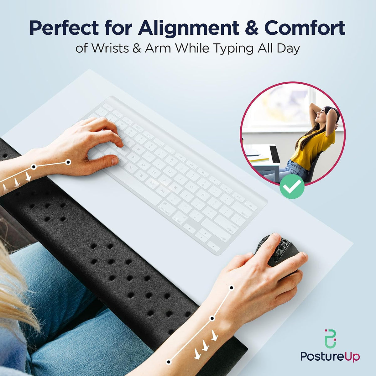 EdgeRest L-Shaped Desk Long Wrist Rest Elbow, Forearm & Wrist Comfort Support for Table or Desk Edge, Non-Slip, Memory Foam Padding, Ergonomic Design for Work, Universal Fit, Black
