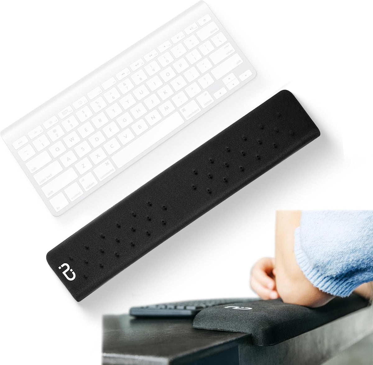 EdgeRest L-Shaped Desk Long Wrist Rest Elbow, Forearm & Wrist Comfort Support for Table or Desk Edge, Non-Slip, Memory Foam Padding, Ergonomic Design for Work, Universal Fit, Black