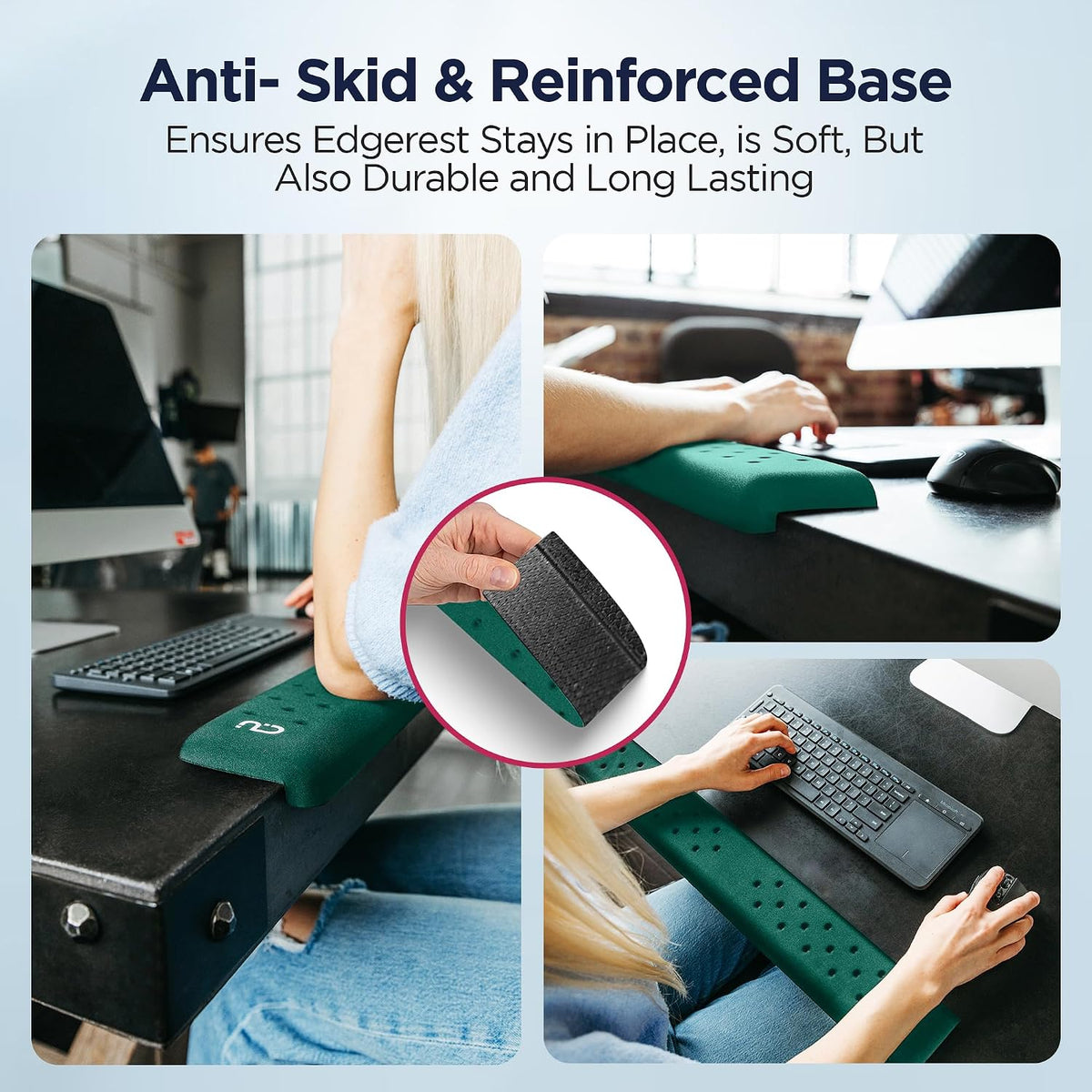 EdgeRest L-Shaped Desk Long Wrist Rest Elbow, Forearm & Wrist Comfort Support for Table or Desk Edge, Non-Slip, Memory Foam Padding, Ergonomic Design for Work, Universal Fit, Black
