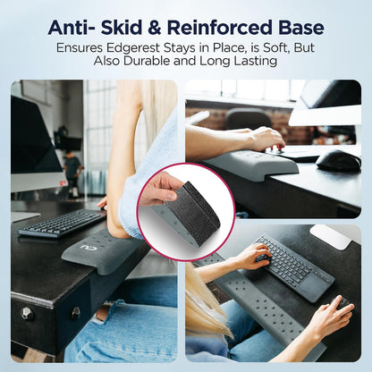 EdgeRest L-Shaped Desk Long Wrist Rest Elbow, Forearm & Wrist Comfort Support for Table or Desk Edge, Non-Slip, Memory Foam Padding, Ergonomic Design for Work, Universal Fit, Black