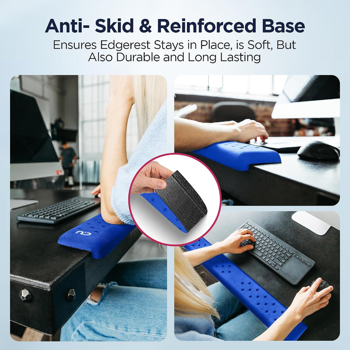 EdgeRest L-Shaped Desk Long Wrist Rest Elbow, Forearm & Wrist Comfort Support for Table or Desk Edge, Non-Slip, Memory Foam Padding, Ergonomic Design for Work, Universal Fit, Black