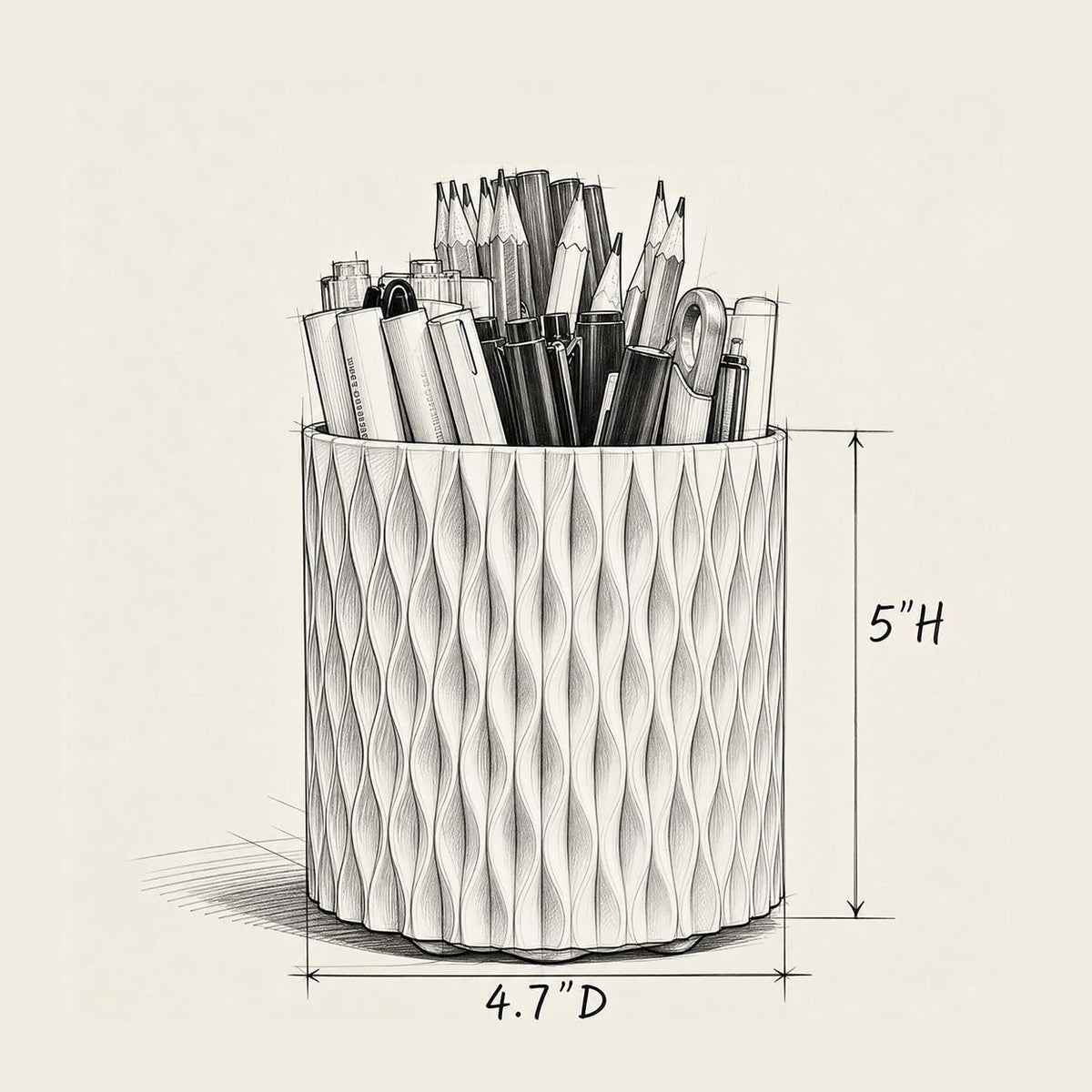Rotating Pen Holder for Desk, 5 Slots Easthetic Pencil holder Desk Organizer Supplies and Accessories for Women Girls, Pencil Cup for Office Home Art Supply, White