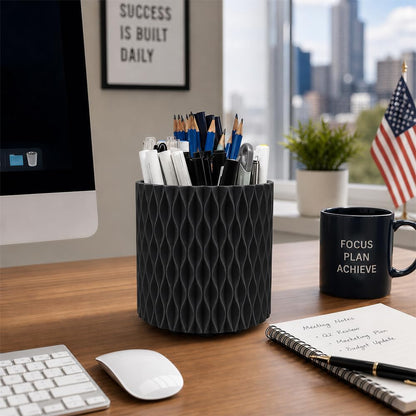 Rotating Pen Holder for Desk, 5 Slots Easthetic Pencil holder Desk Organizer Supplies and Accessories for Women Girls, Pencil Cup for Office Home Art Supply, White