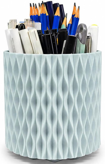 Rotating Pen Holder for Desk, 5 Slots Easthetic Pencil holder Desk Organizer Supplies and Accessories for Women Girls, Pencil Cup for Office Home Art Supply, White