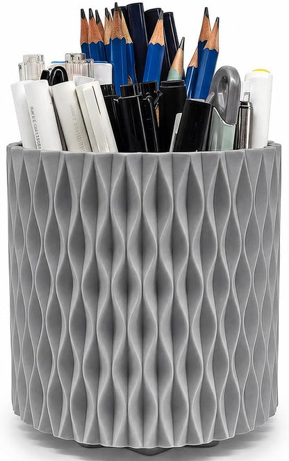 Rotating Pen Holder for Desk, 5 Slots Easthetic Pencil holder Desk Organizer Supplies and Accessories for Women Girls, Pencil Cup for Office Home Art Supply, White