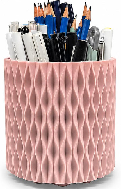 Rotating Pen Holder for Desk, 5 Slots Easthetic Pencil holder Desk Organizer Supplies and Accessories for Women Girls, Pencil Cup for Office Home Art Supply, White