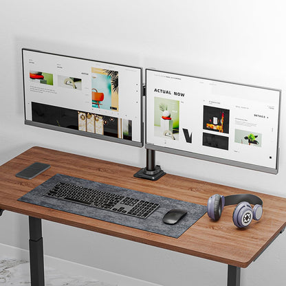 Free Standing Dual Monitor Stand, Height Adjustable Monitor Mount with Glass Base, Fits LCD LED Flat Curved Screen up to 27 inch, 22lbs, with Grommet Base (GMF002)
