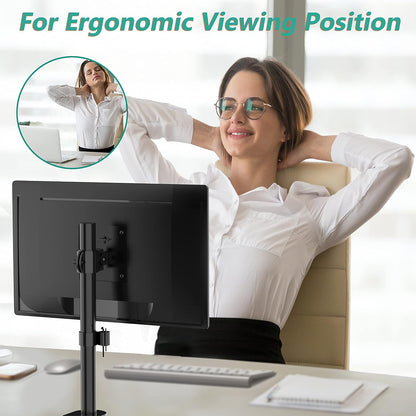 Free Standing Dual Monitor Stand, Height Adjustable Monitor Mount with Glass Base, Fits LCD LED Flat Curved Screen up to 27 inch, 22lbs, with Grommet Base (GMF002)