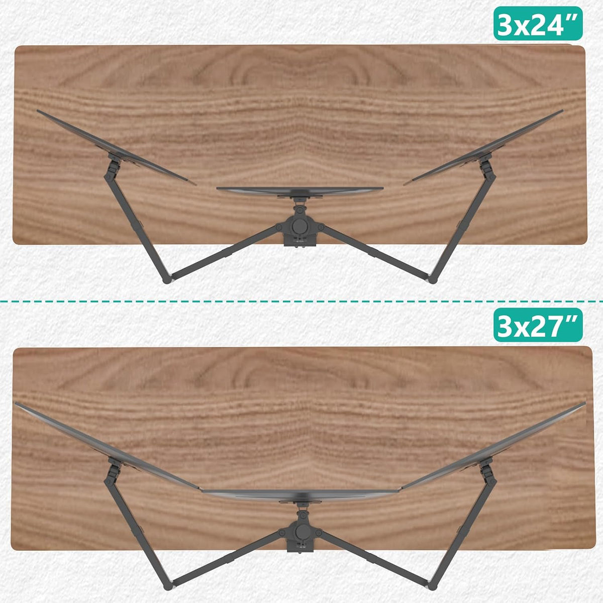 Free Standing Dual Monitor Stand, Height Adjustable Monitor Mount with Glass Base, Fits LCD LED Flat Curved Screen up to 27 inch, 22lbs, with Grommet Base (GMF002)