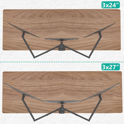 Free Standing Dual Monitor Stand, Height Adjustable Monitor Mount with Glass Base, Fits LCD LED Flat Curved Screen up to 27 inch, 22lbs, with Grommet Base (GMF002)