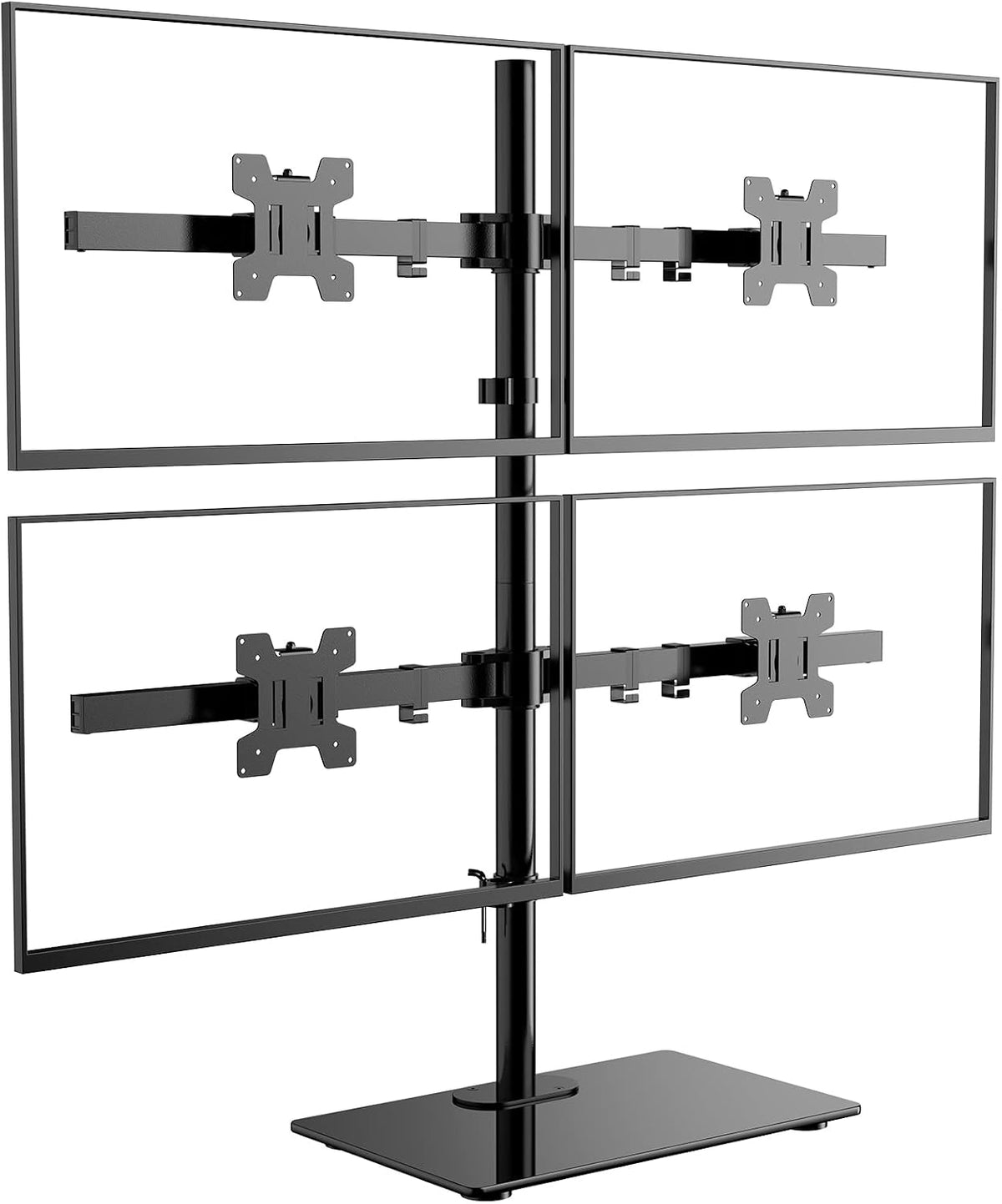 Free Standing Dual Monitor Stand, Height Adjustable Monitor Mount with Glass Base, Fits LCD LED Flat Curved Screen up to 27 inch, 22lbs, with Grommet Base (GMF002)