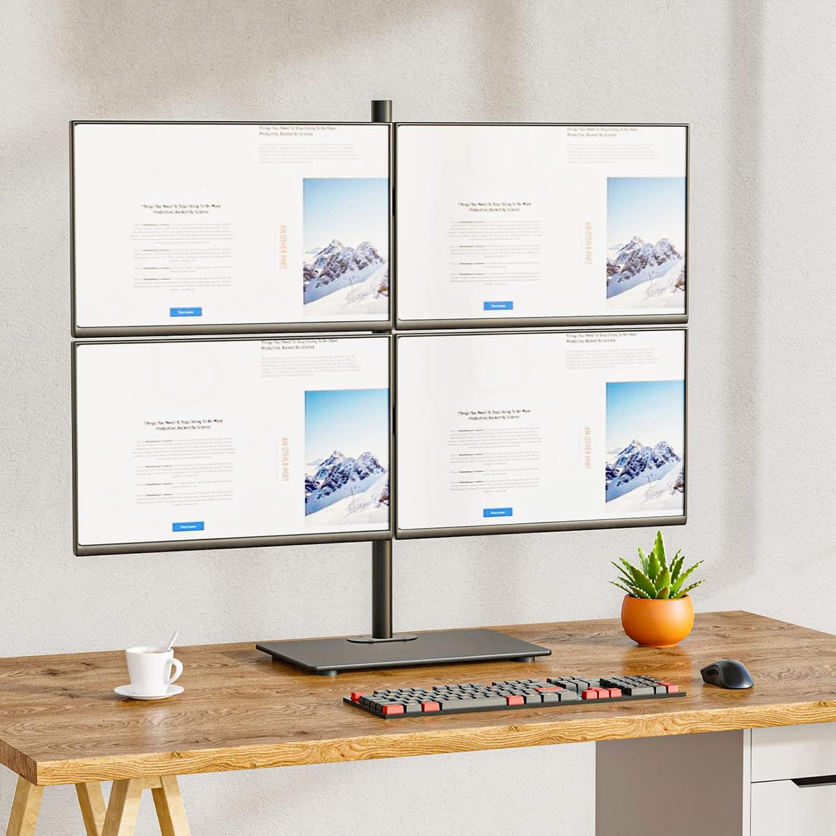 Free Standing Dual Monitor Stand, Height Adjustable Monitor Mount with Glass Base, Fits LCD LED Flat Curved Screen up to 27 inch, 22lbs, with Grommet Base (GMF002)