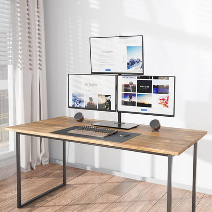 Free Standing Dual Monitor Stand, Height Adjustable Monitor Mount with Glass Base, Fits LCD LED Flat Curved Screen up to 27 inch, 22lbs, with Grommet Base (GMF002)