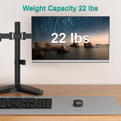 Free Standing Dual Monitor Stand, Height Adjustable Monitor Mount with Glass Base, Fits LCD LED Flat Curved Screen up to 27 inch, 22lbs, with Grommet Base (GMF002)