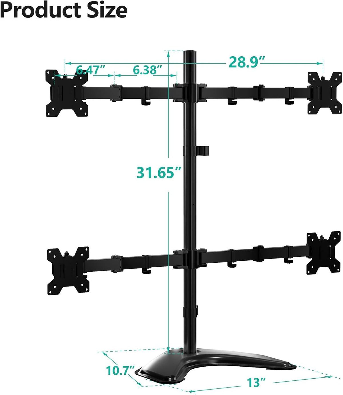Free Standing Dual Monitor Stand, Height Adjustable Monitor Mount with Glass Base, Fits LCD LED Flat Curved Screen up to 27 inch, 22lbs, with Grommet Base (GMF002)