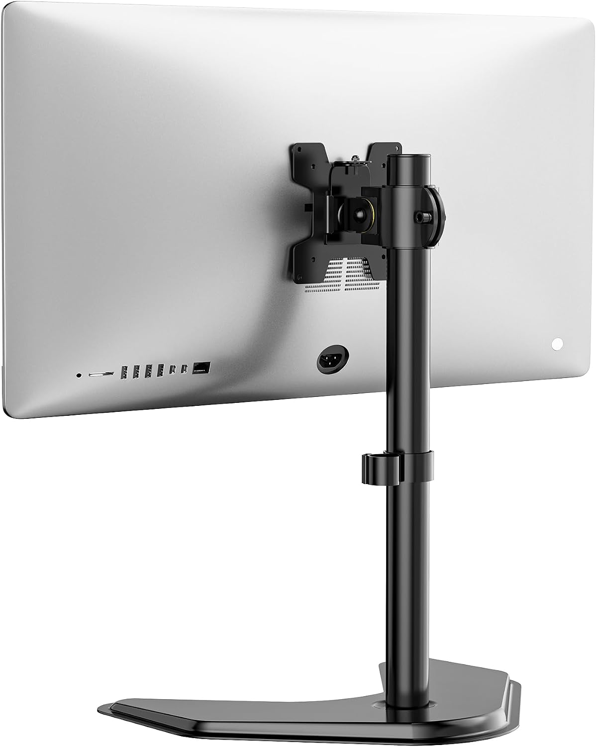 Free Standing Dual Monitor Stand, Height Adjustable Monitor Mount with Glass Base, Fits LCD LED Flat Curved Screen up to 27 inch, 22lbs, with Grommet Base (GMF002)