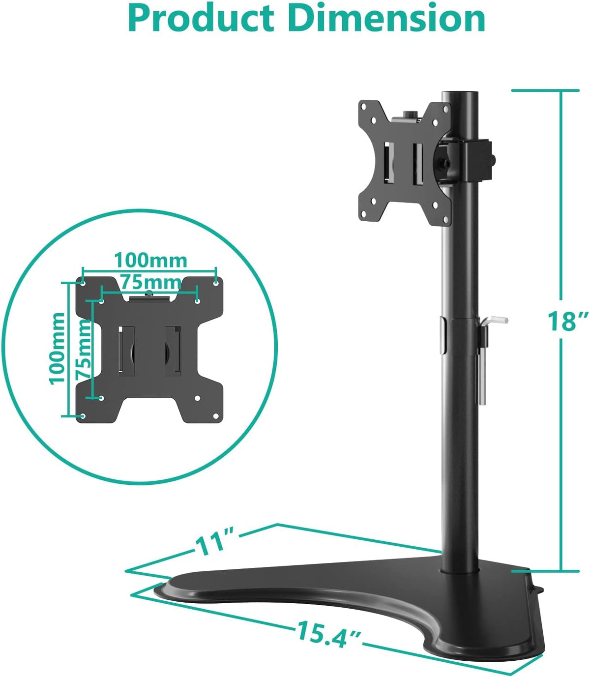 Free Standing Dual Monitor Stand, Height Adjustable Monitor Mount with Glass Base, Fits LCD LED Flat Curved Screen up to 27 inch, 22lbs, with Grommet Base (GMF002)