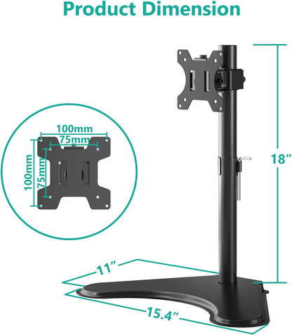 Free Standing Dual Monitor Stand, Height Adjustable Monitor Mount with Glass Base, Fits LCD LED Flat Curved Screen up to 27 inch, 22lbs, with Grommet Base (GMF002)