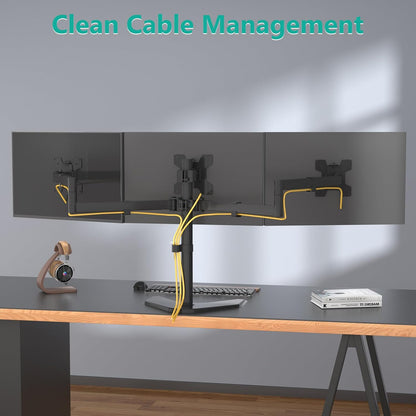 Free Standing Dual Monitor Stand, Height Adjustable Monitor Mount with Glass Base, Fits LCD LED Flat Curved Screen up to 27 inch, 22lbs, with Grommet Base (GMF002)