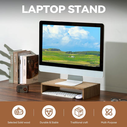 Wood Monitor Stand Riser for Desk, 15.39 Inch, Natural 39-NA