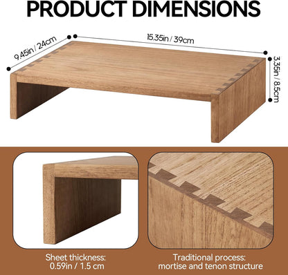 Wood Monitor Stand Riser for Desk, 15.39 Inch, Natural 39-NA