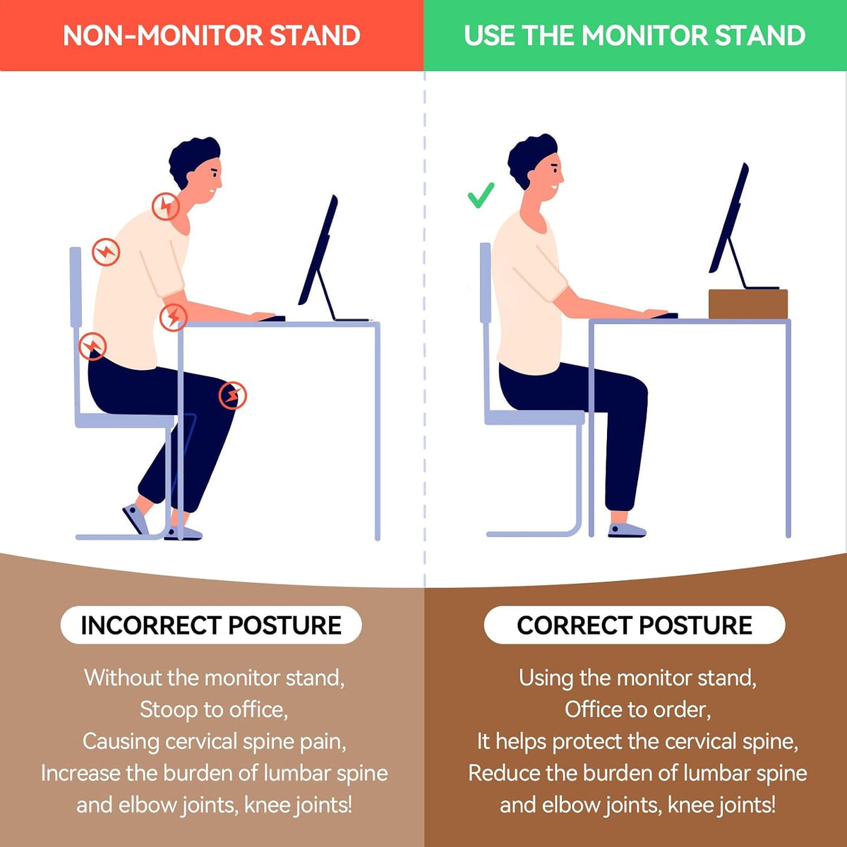 Wood Monitor Stand Riser for Desk, 15.39 Inch, Natural 39-NA