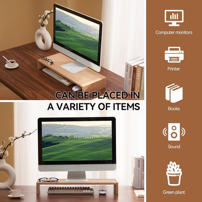 Wood Monitor Stand Riser for Desk, 15.39 Inch, Natural 39-NA