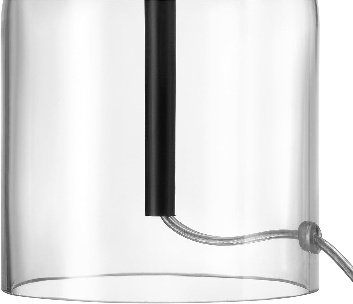 15" Ceramic Table Lamp, Matte Black Base, Wood-Toned Accent, White Linen Shade, Dual Rotary Switch, Modern Bedroom or Office Lighting, 61000046