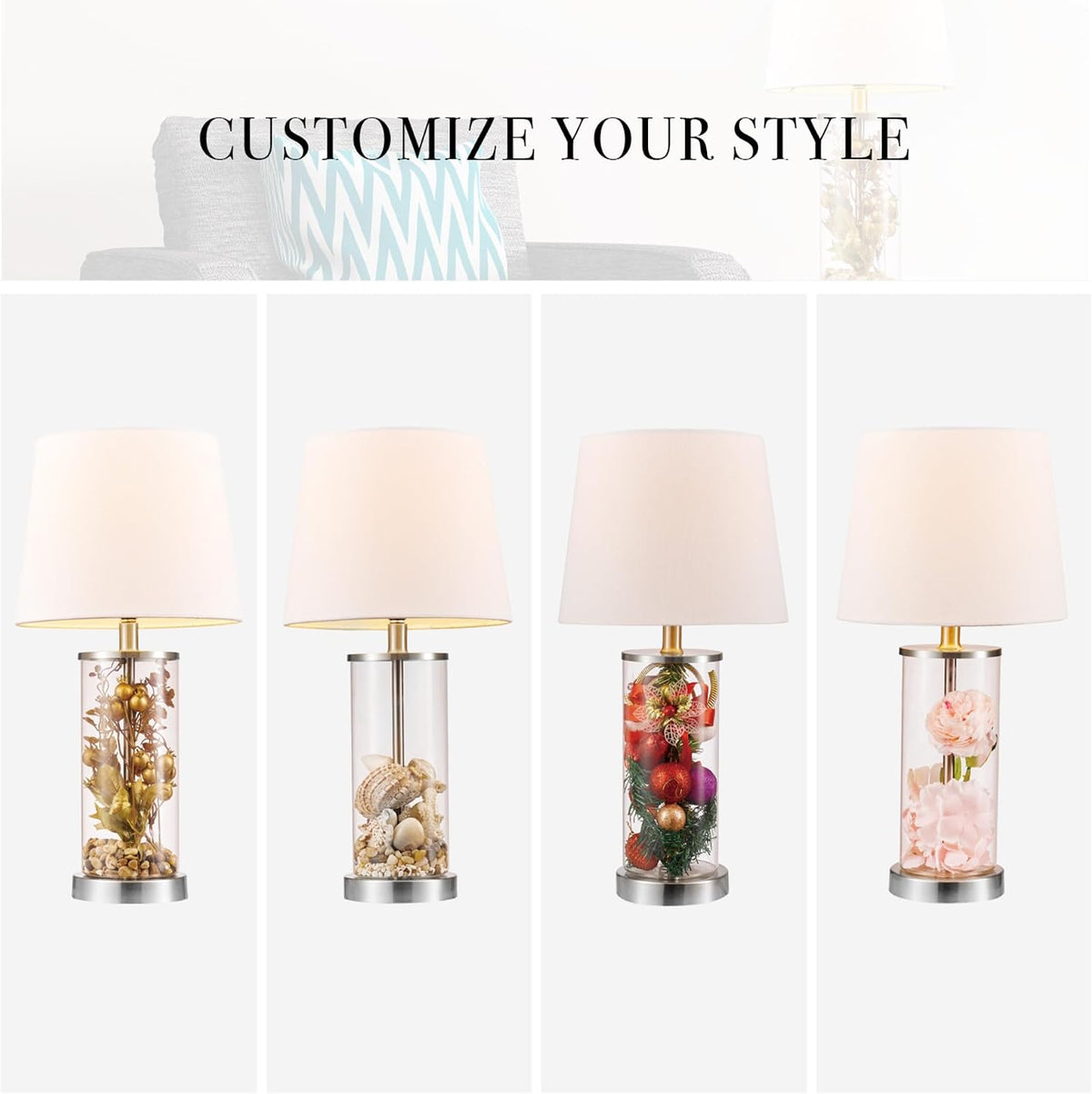 15" Ceramic Table Lamp, Matte Black Base, Wood-Toned Accent, White Linen Shade, Dual Rotary Switch, Modern Bedroom or Office Lighting, 61000046