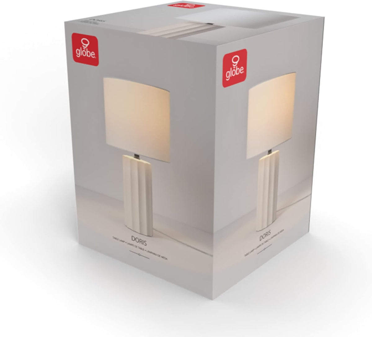 15" Ceramic Table Lamp, Matte Black Base, Wood-Toned Accent, White Linen Shade, Dual Rotary Switch, Modern Bedroom or Office Lighting, 61000046