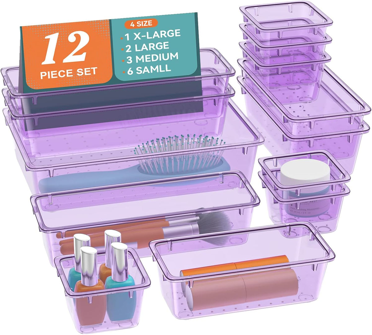 Drawer Organizer Set, Makeup Organizers, Tool Storage Trays, Pueple