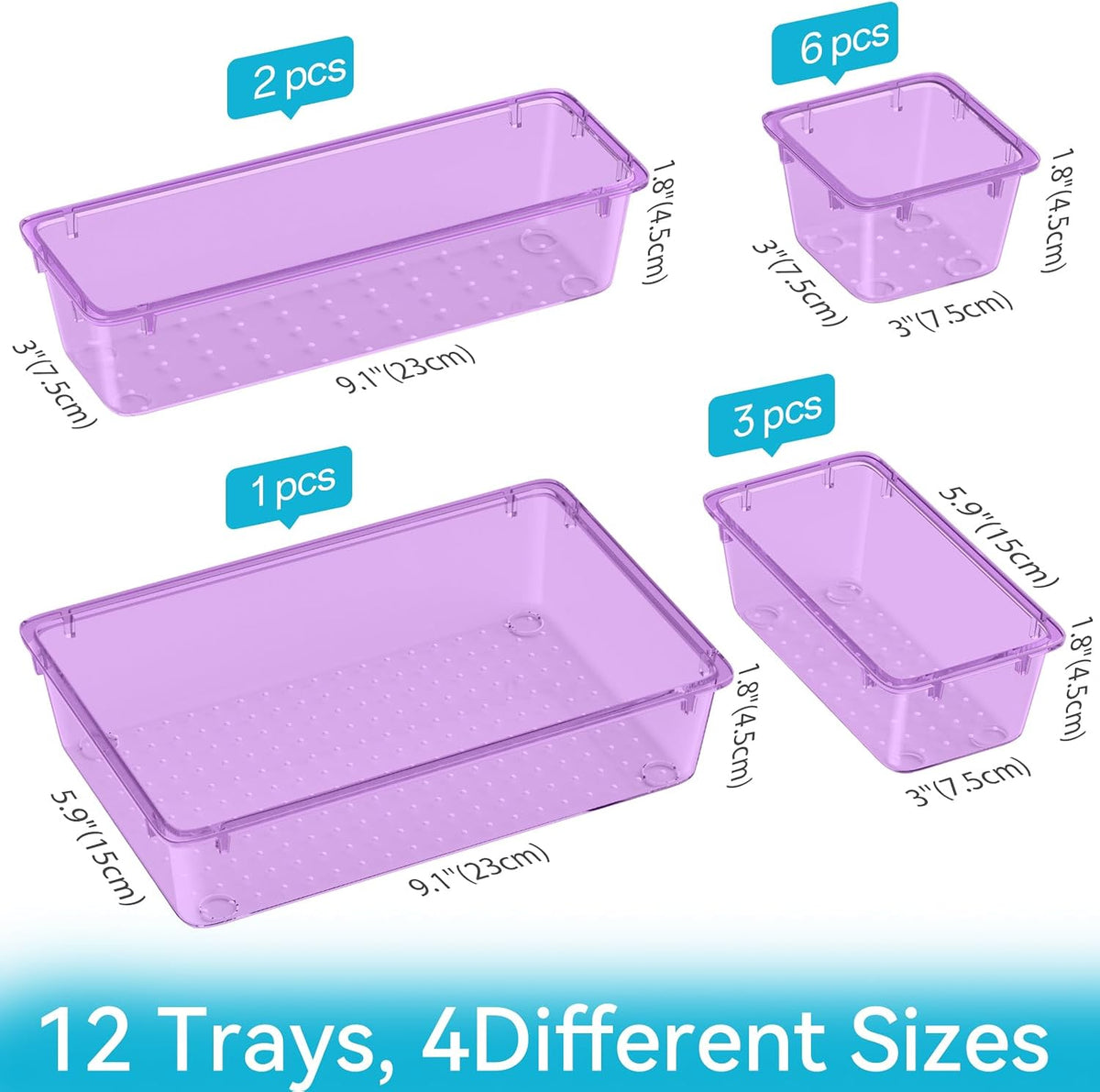 Drawer Organizer Set, Makeup Organizers, Tool Storage Trays, Pueple