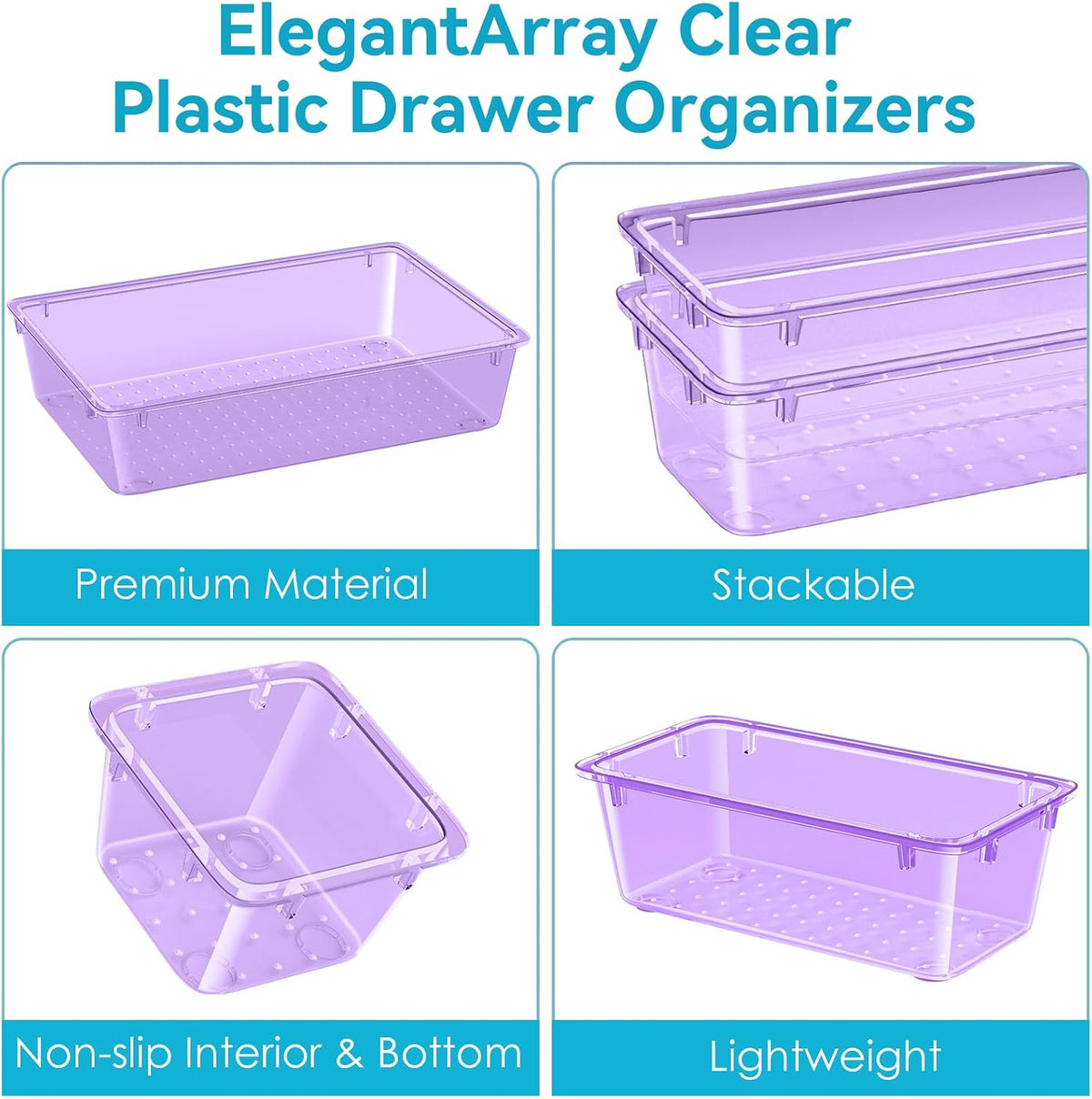 Drawer Organizer Set, Makeup Organizers, Tool Storage Trays, Pueple