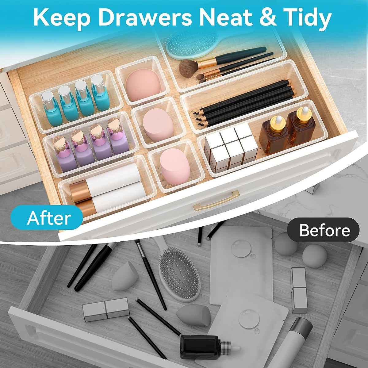 Drawer Organizer Set, Makeup Organizers, Tool Storage Trays, Pueple