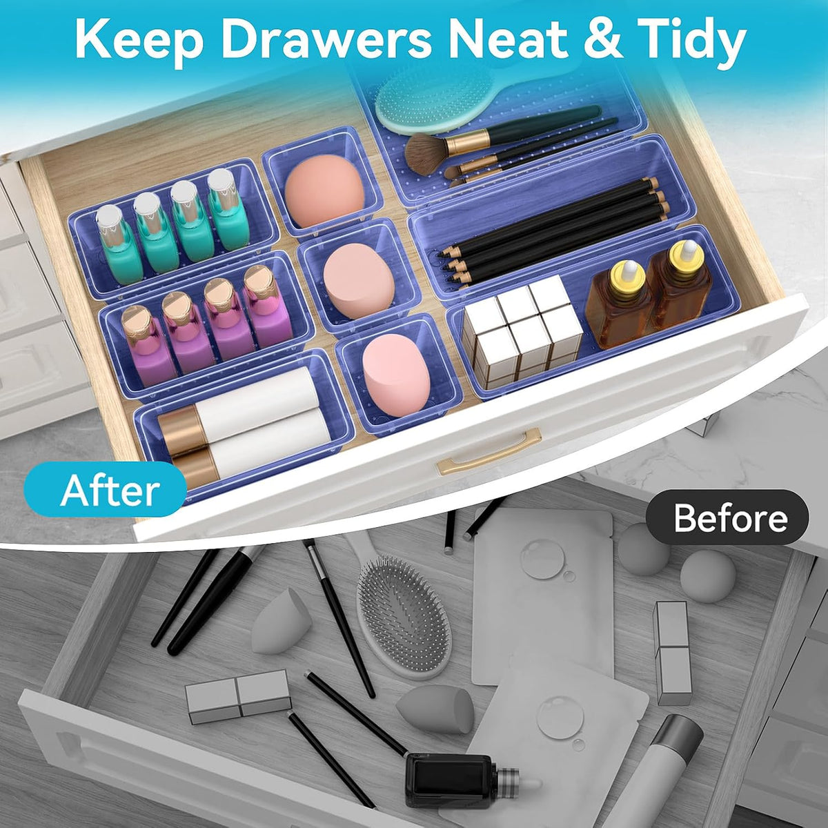 Drawer Organizer Set, Makeup Organizers, Tool Storage Trays, Pueple