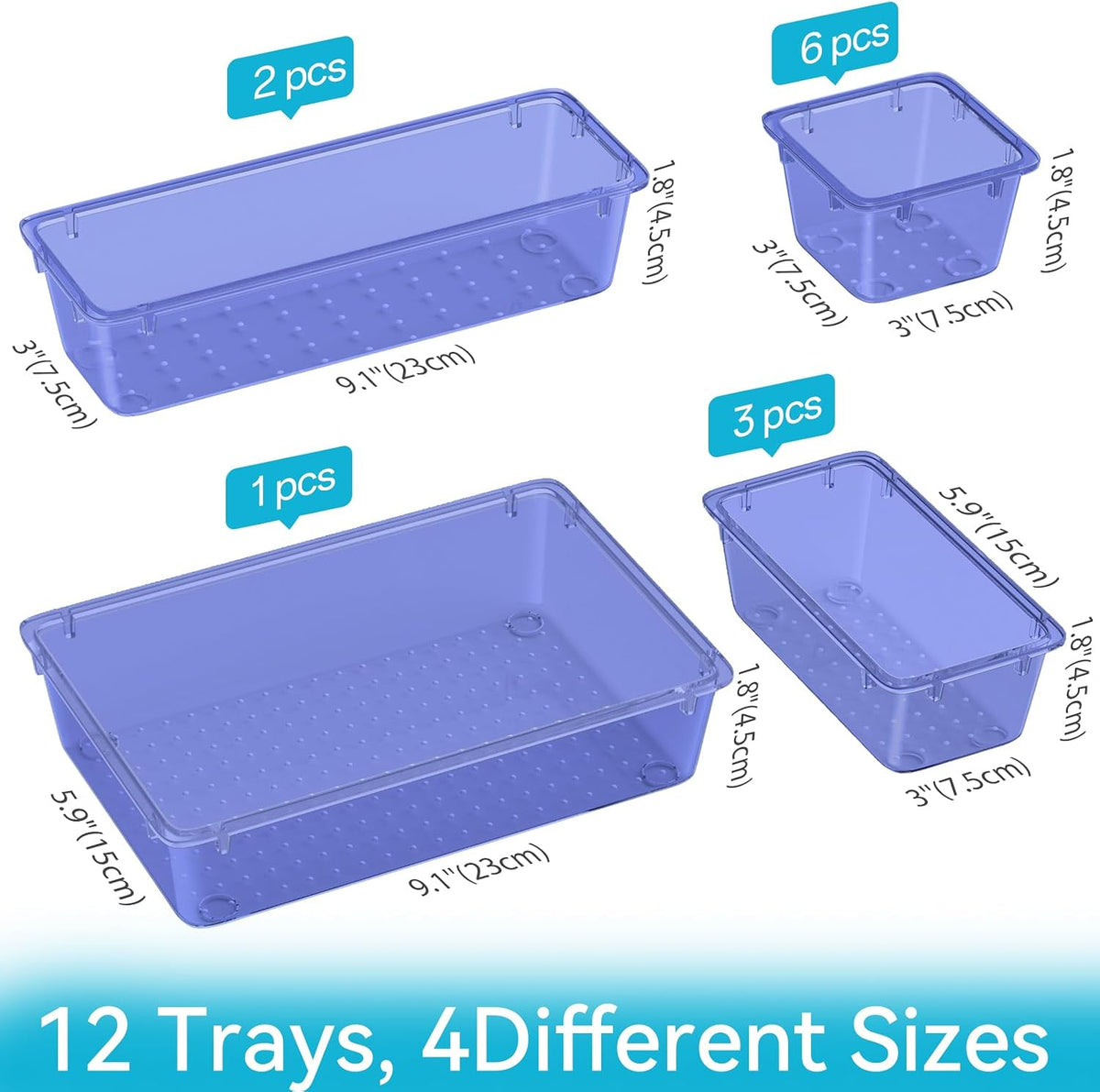 Drawer Organizer Set, Makeup Organizers, Tool Storage Trays, Pueple