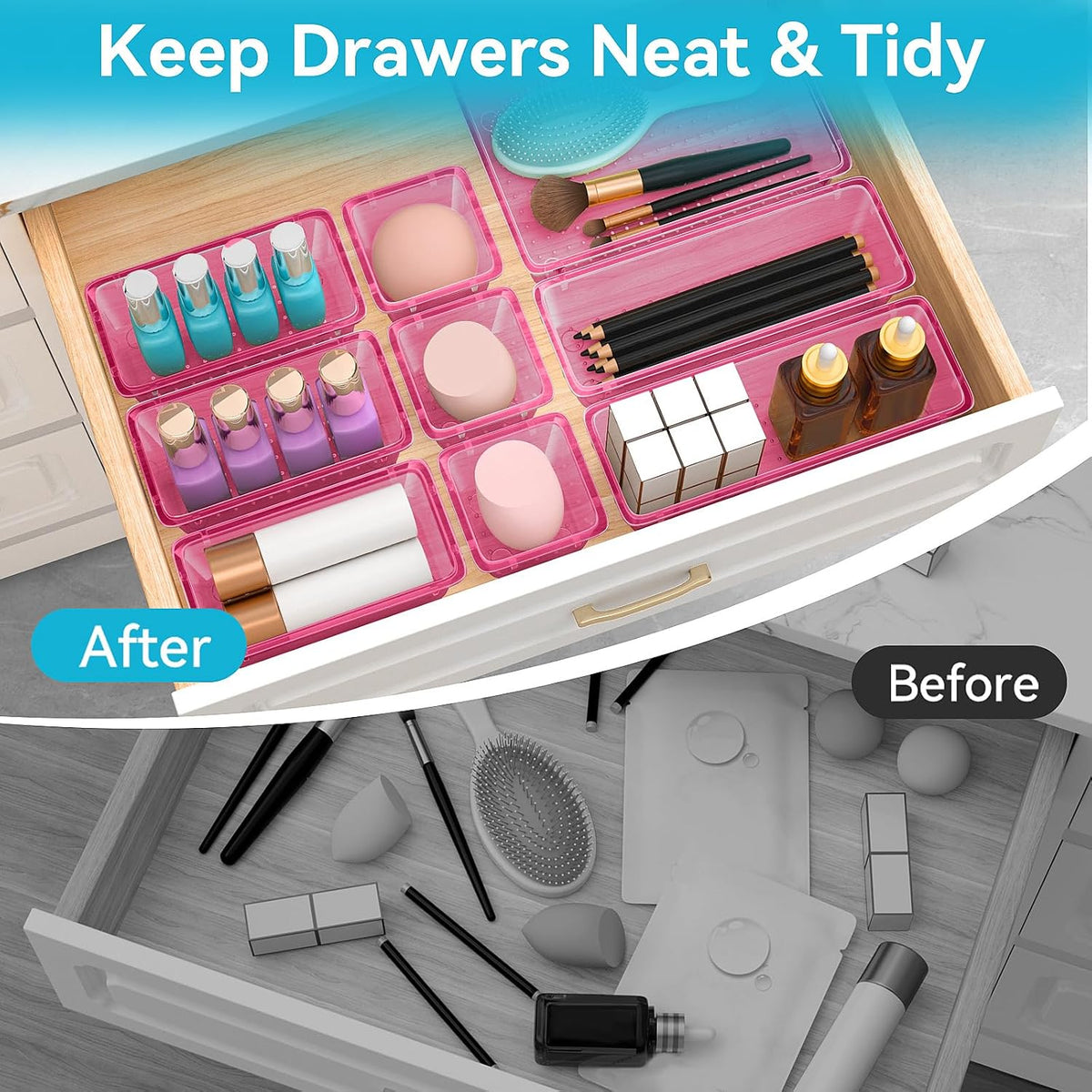 Drawer Organizer Set, Makeup Organizers, Tool Storage Trays, Pueple