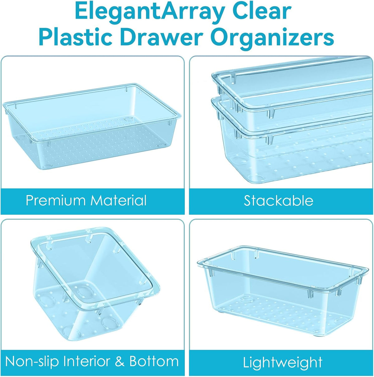 Drawer Organizer Set, Makeup Organizers, Tool Storage Trays, Pueple